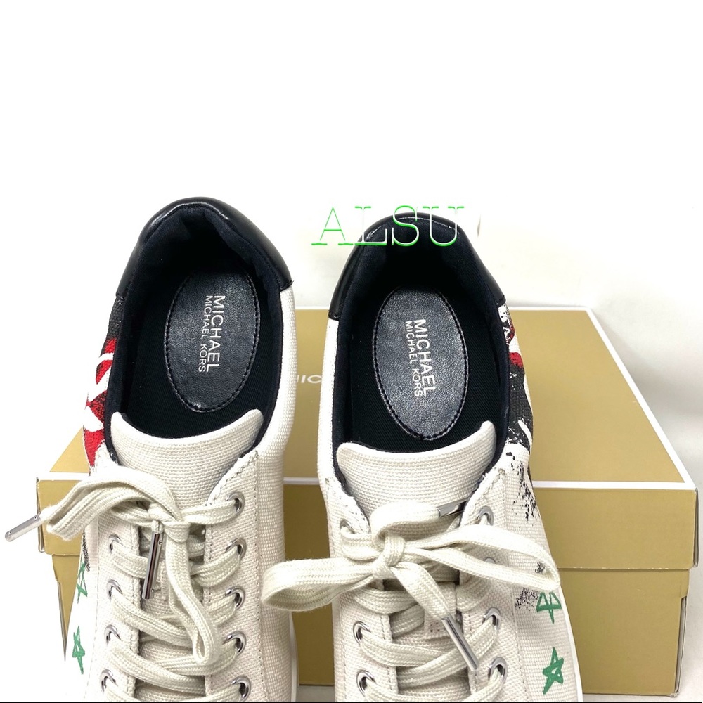 🍃SALE🍃 Michael Kors Poppy Lace Up Heavy Canvas Cream Women's Size 49SOPOFS1D - Picture 5 of 10